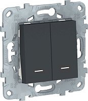 Выключатель с подсветкой без рамки Schneider Electric Unica New 2-кл. антрацит